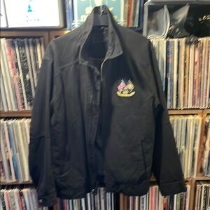 Black Men's Jacket with Embroidered Marines Memorial Patch